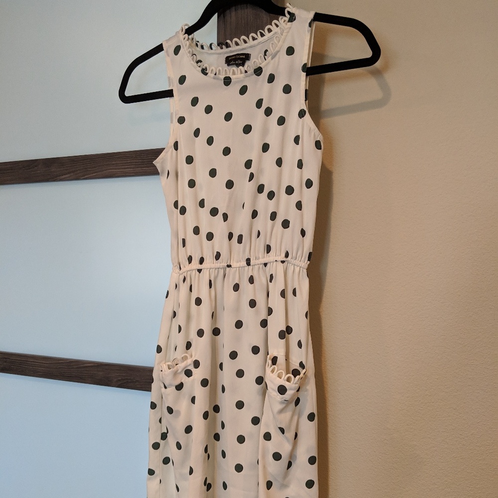 River Island Cream & Green Polka Dots Retro Dress